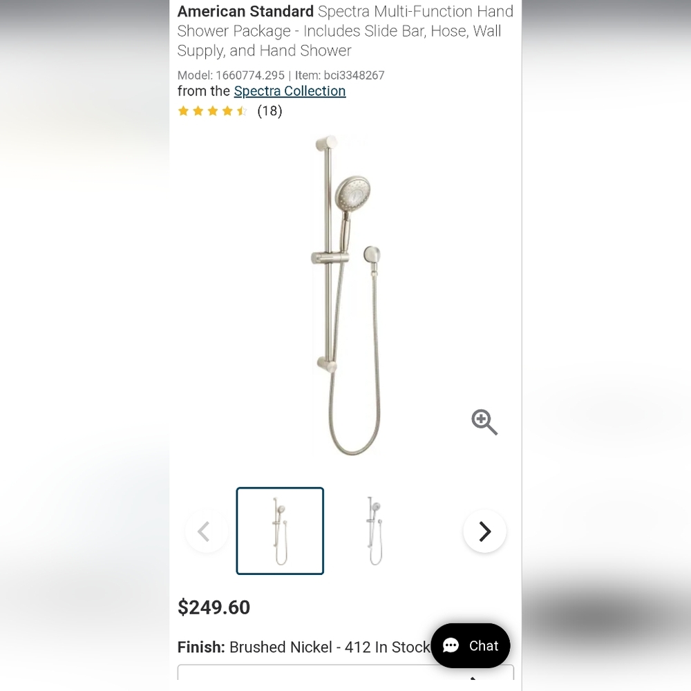 New American Standard Spectra Multi-Function Hand Shower Package, Brushed Nickel